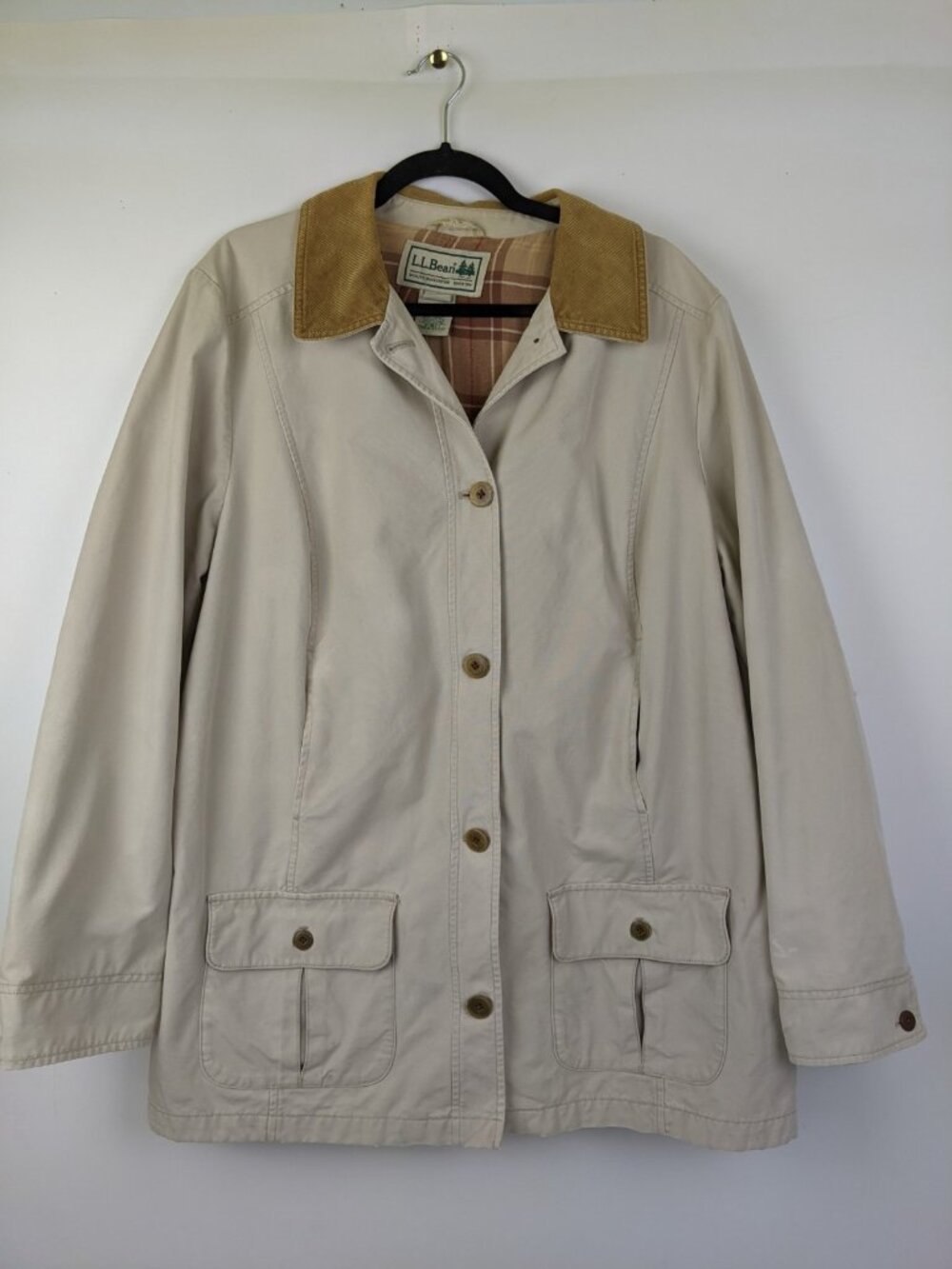Vintage LL Bean Field Coat Womens Size 2X Chore Work Jacket Duck Corduroy Trim